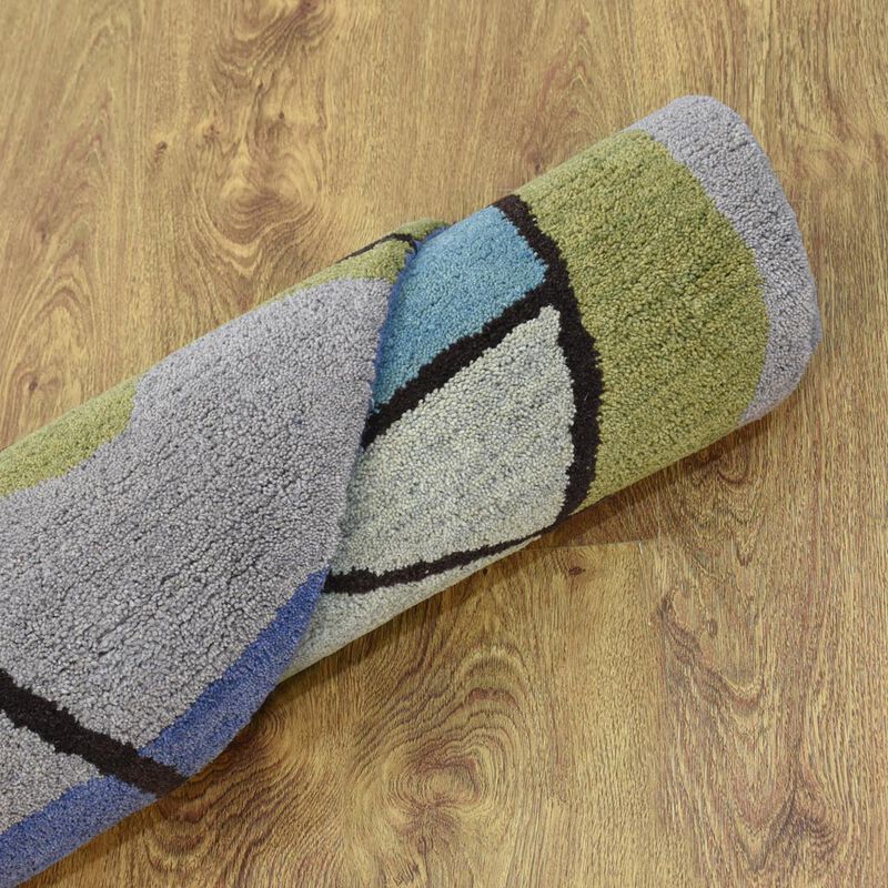 RUGSOTIC CARPETS HAND TUFTED WOOL ECO-FRIENDLY AREA RUGS  - 8'x8', Round Shape, Multicolor, Geometric Modern Design, High Pile  Handmade Anti Skid Area Rugs for Living Room, Bed Room (K00S16)