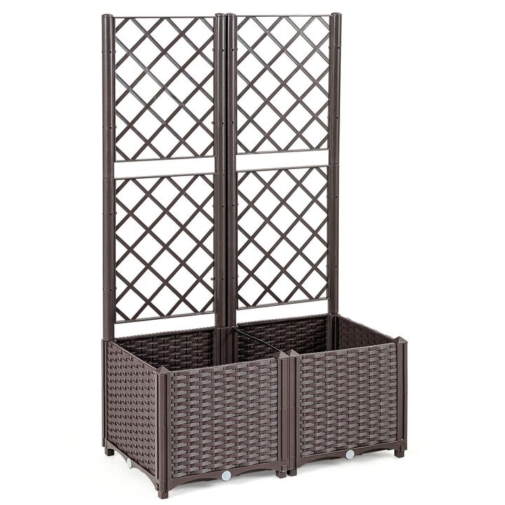 Raised Garden Bed with Trellis Planter Box for Climbing Plants