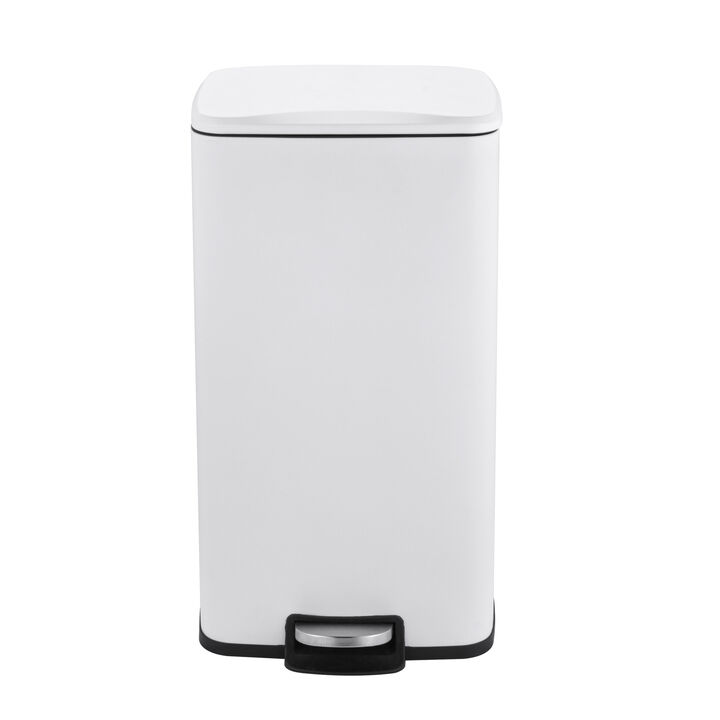 8 Gallon Stylish Rectangular Shape Matt White Trash Can