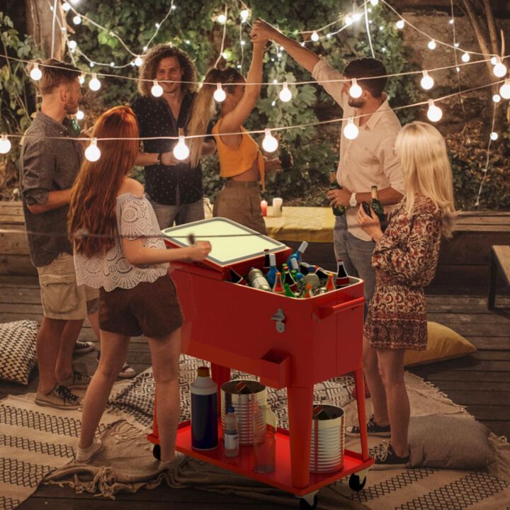 Hivvago 80 Quart Outdoor Patio Rolling Steel Construction Cooler