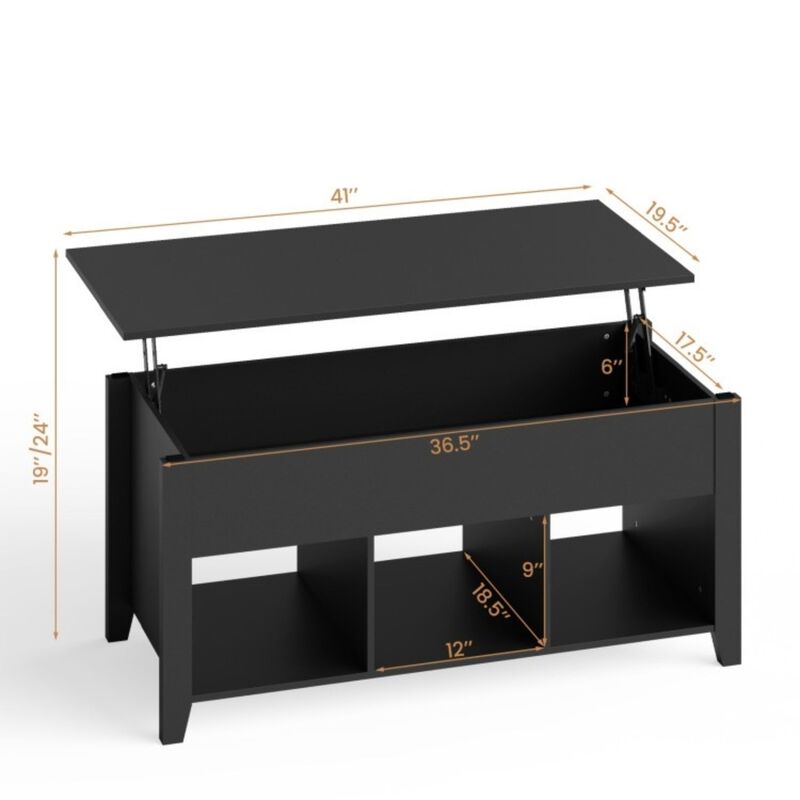 Hivvago Modern Black Wooden Lift Top Coffee Table