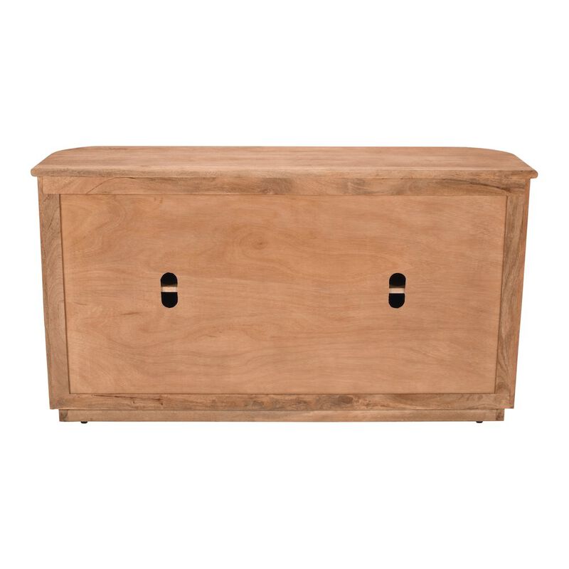 Jofran Breck Solid Wood 60" Mid-Century Modern Curved Sideboard Bar Storage Cabinet