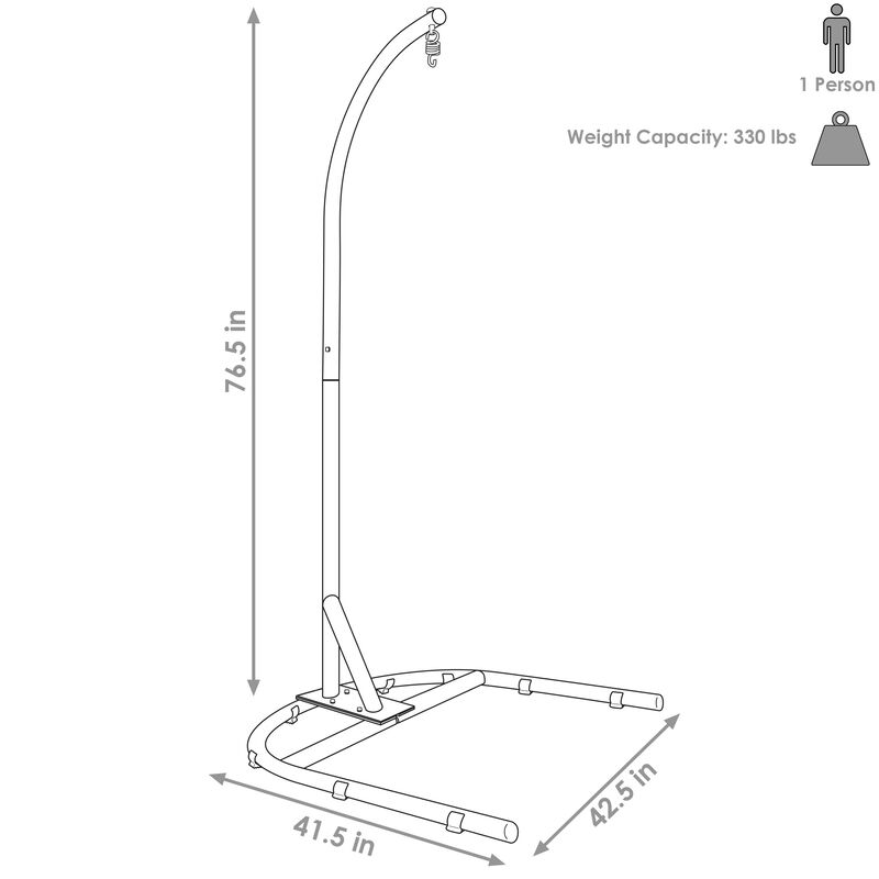 Sunnydaze U-Base Powder-Coated Steel Hanging Chair Stand - Black - 76 in