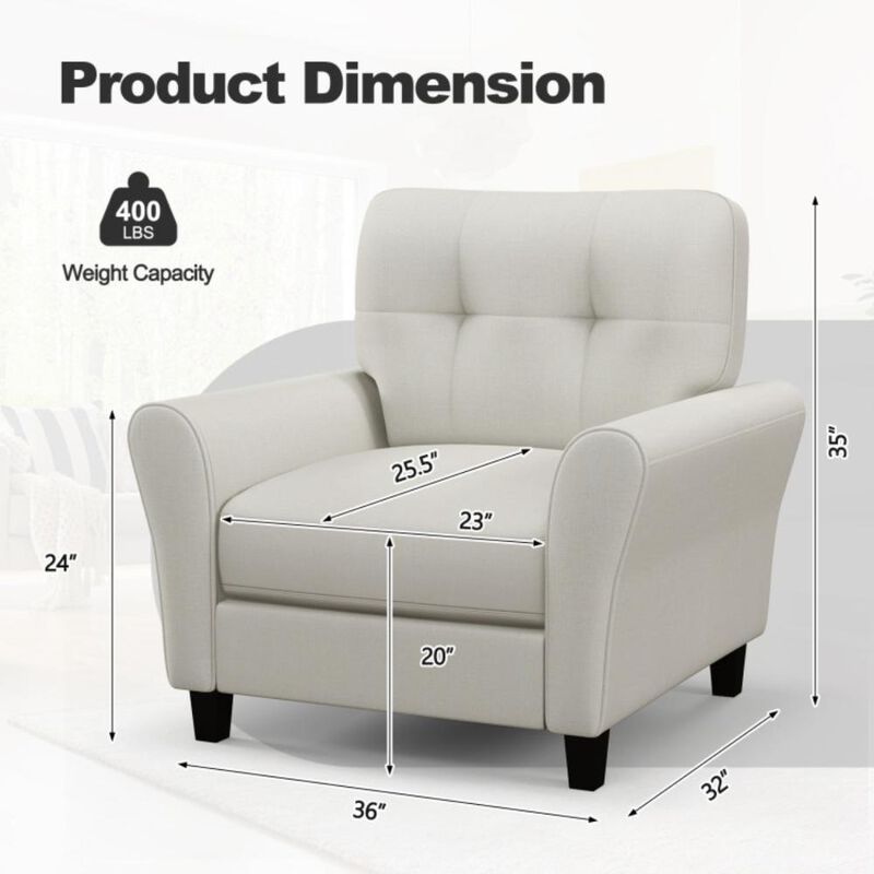 Hivvago Modern Upholstered Accent Chair with Rubber Wood Legs-Beige