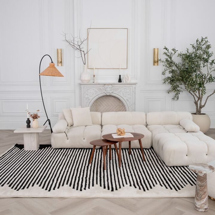 Domus Abstract Modern Cream Black Indoor Area Rug