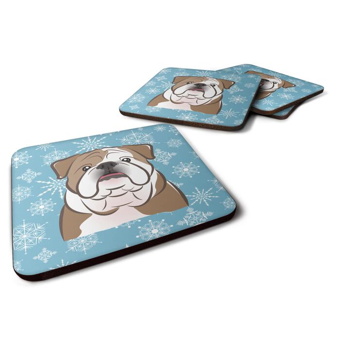 Caroline's Treasures BB1653FC Snowflake English Bulldog Foam Coasters (Set of 4), 3.5, Multicolor