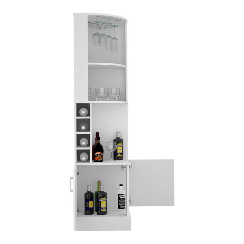 DEPOT E-SHOP Egina Corner Bar Cabinet, Two External Shelves , White