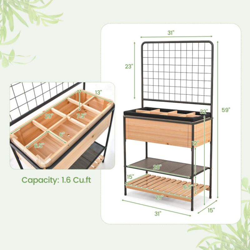 Hivvago Raised Garden Bed with Trellis 2-tier Storage Shelves
