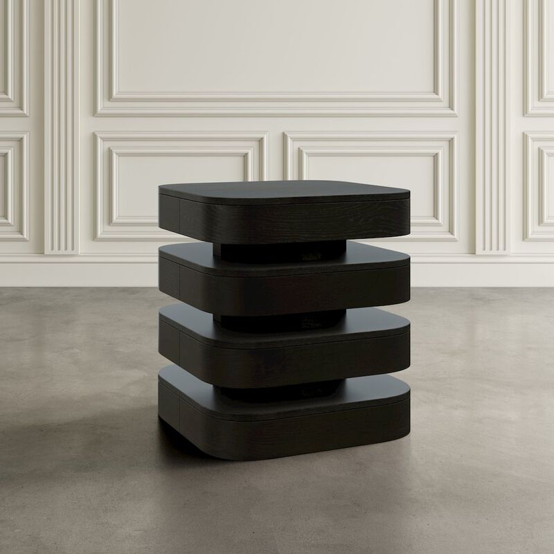 Jofran Brix Mid-Century Modern Floating Sculpture Layered Square End Table