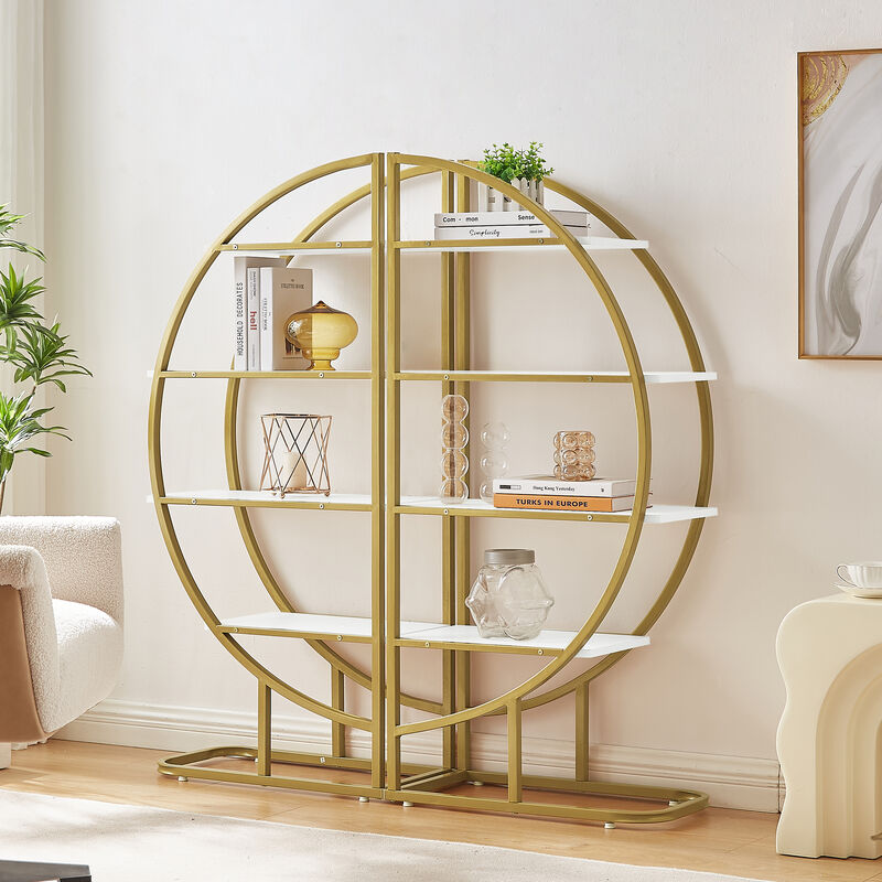 Merax 4 Tiers Golden Home Office Open Bookshelf Flexible Bookcase