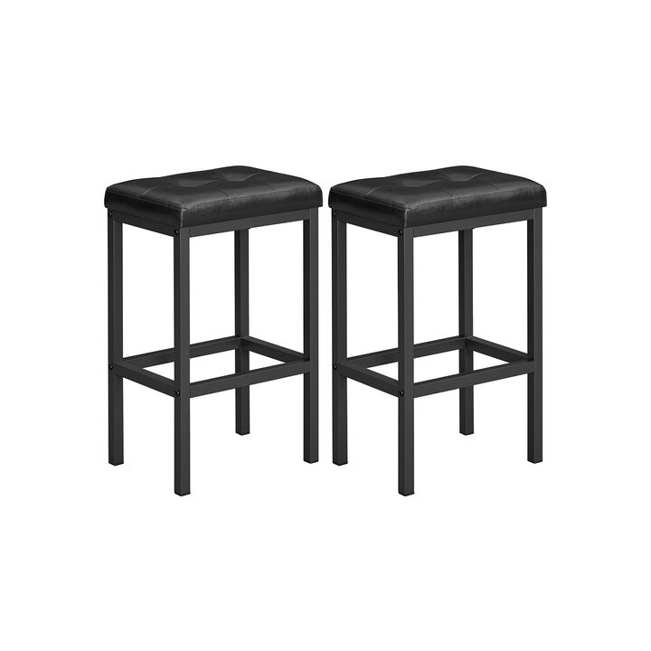 Comfortable PU Upholstered Bar Stools – Set of 2 for Breakfast