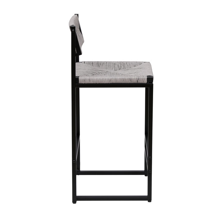 Gray Handwoven Counter Height Bar Stools Set of 2