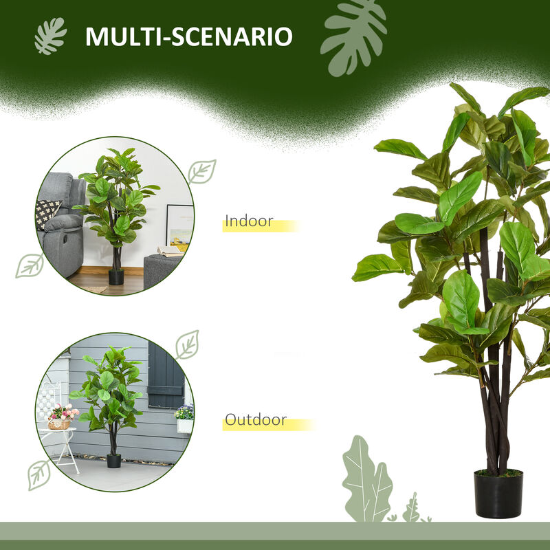 4.5' Artificial Fiddle Leaf Fig Potted Decorative Plant w/ 78 Realistic Leaves