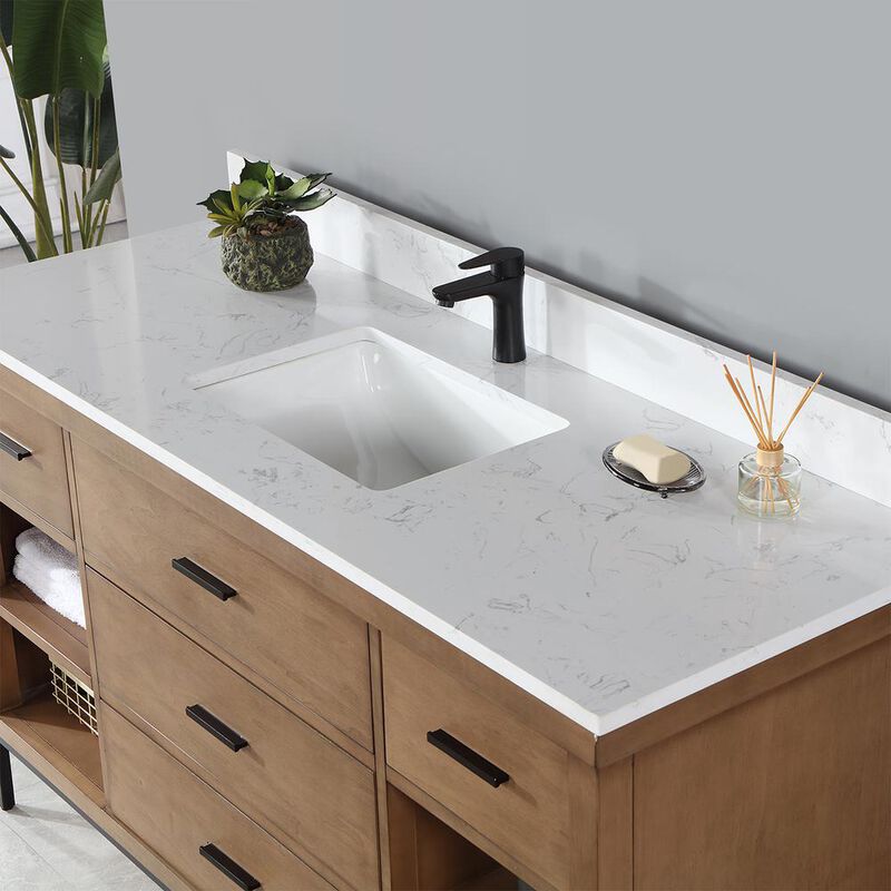 Altair 60 Single Bathroom Vanity Set in Brown Pine without Mirror