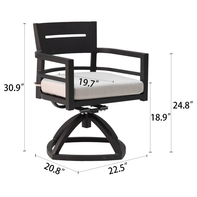 MONDAWE 2 Pieces Outdoor Patio Aluminum Swivel Rocker Chairs with Outdoor-grade Sunbrella Fabric Cushions,Ember Black