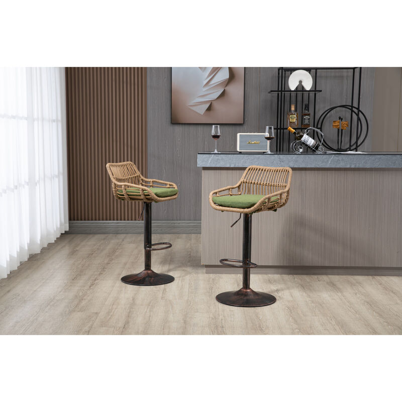 Swivel Bar Stools Set Of 2 Adjustable Counter Height Chairs With Footrest For Kitchen, Dining