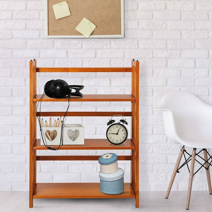 Hivvago 3 Shelf Folding Storage Shelves Bookcase in Honey Oak Finish