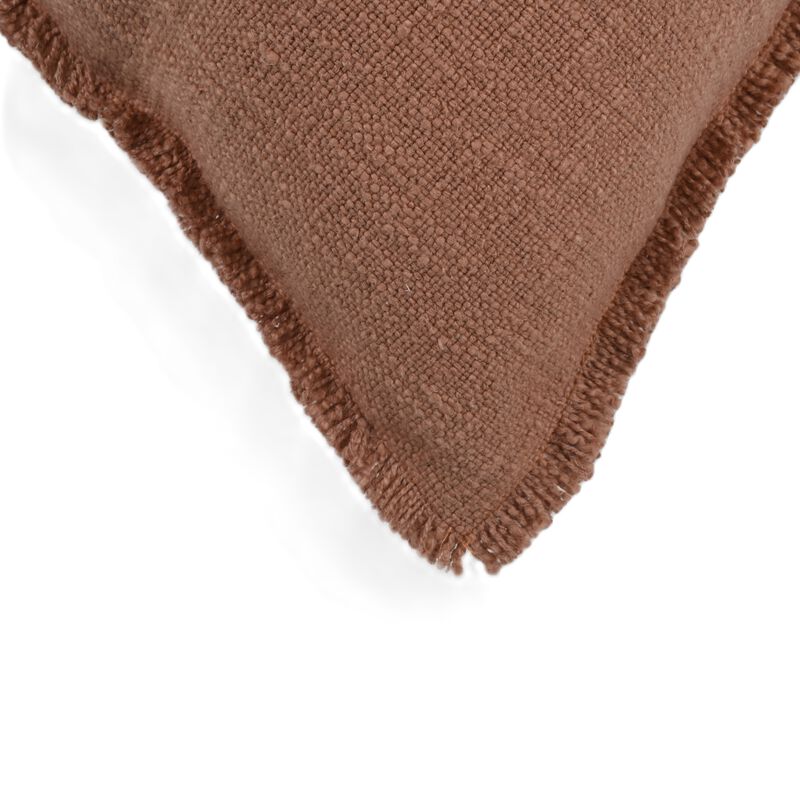 Organic Chic washed textured cotton solid pillow with frayed edges