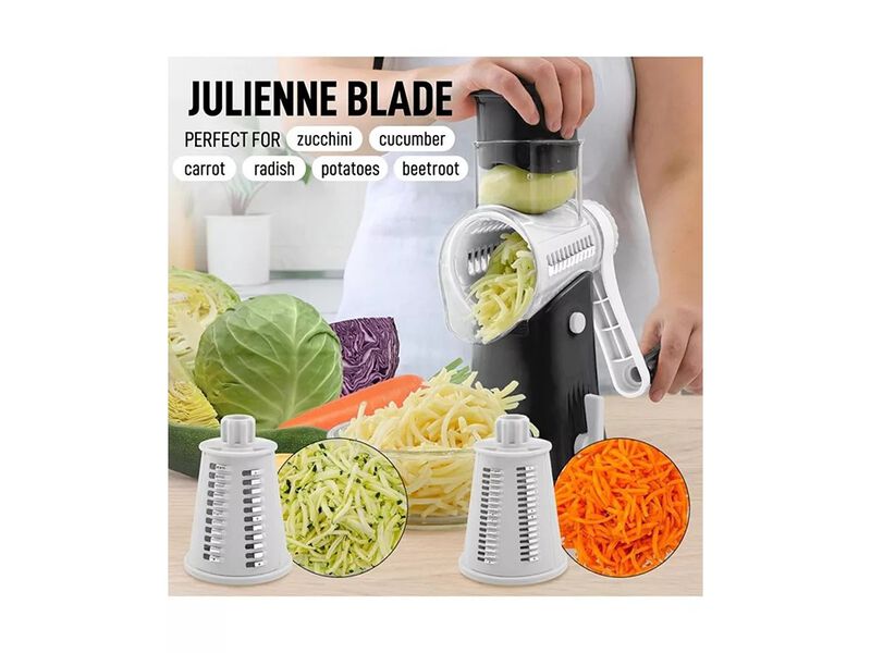 Zulay Kitchen 5 Blade Rotary Cheese Grater with 5 Interchangeable Drums Hand Crank Cheese Shredder and Slicer with Reinforced Suction
