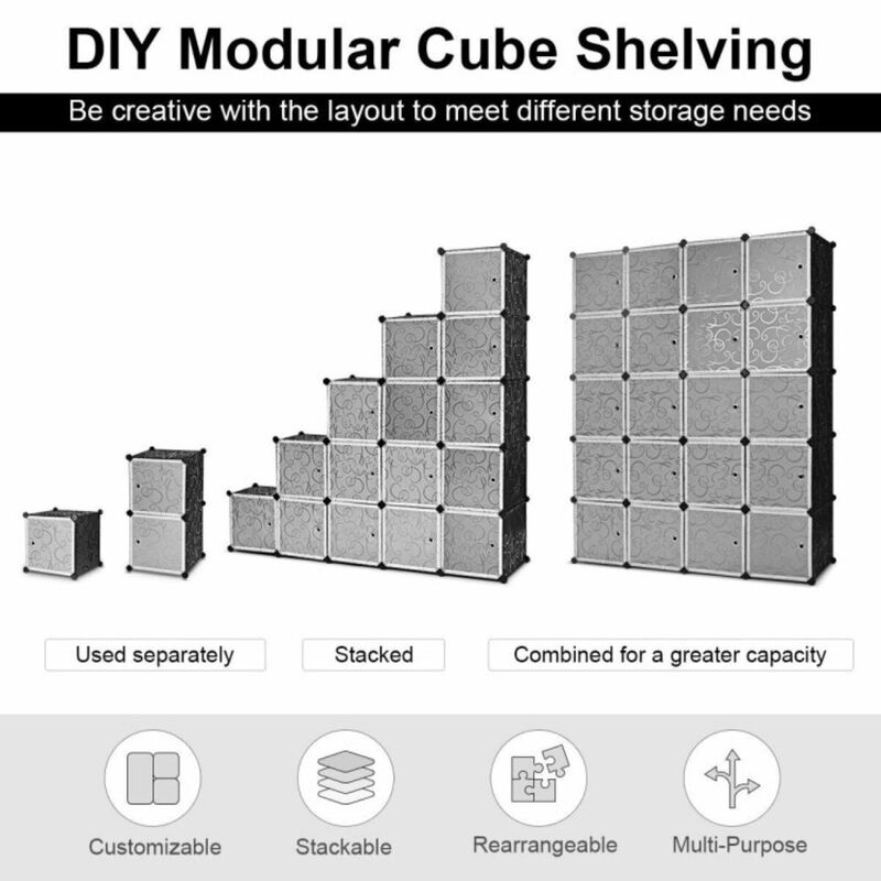 Hivvago 20-Cube DIY Plastic Cube Storage Organizer with Doors
