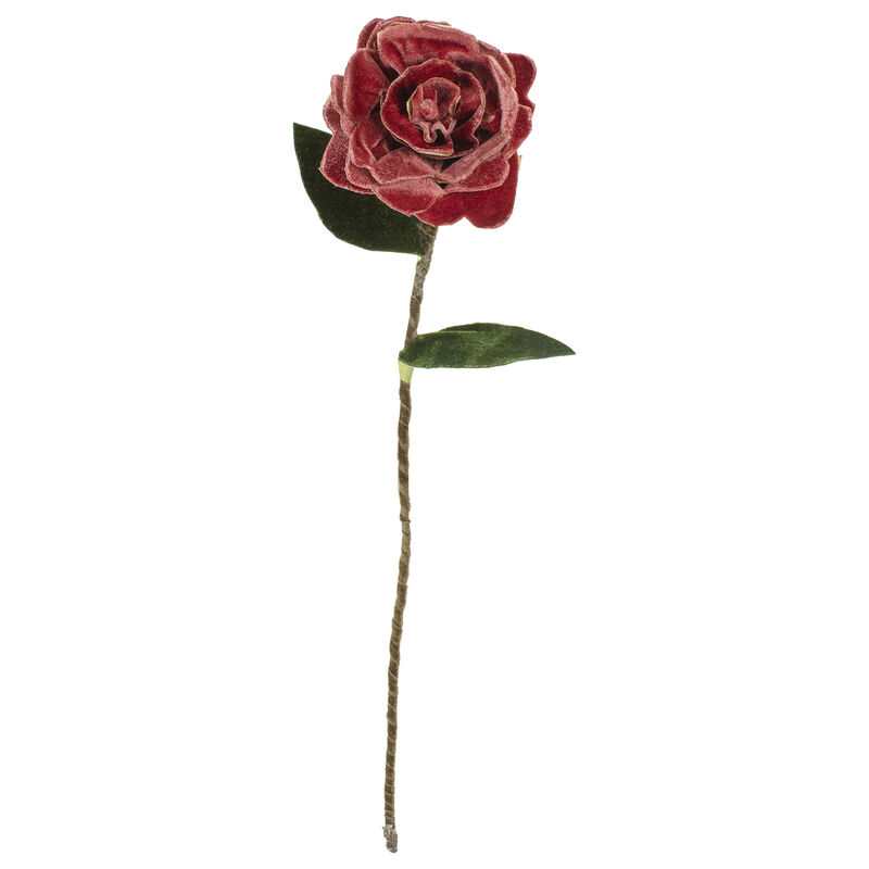 20" Red and Green Peony Artificial Flower Spray Stem