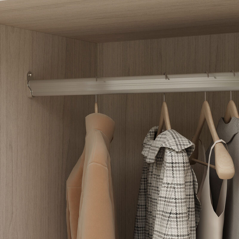 FUFU&GAGA Wardrobe Closet with Hanging Rod, Shelves, and Drawers for Bedroom (31.5" W x 19.7" D x 86.6" H) Brown