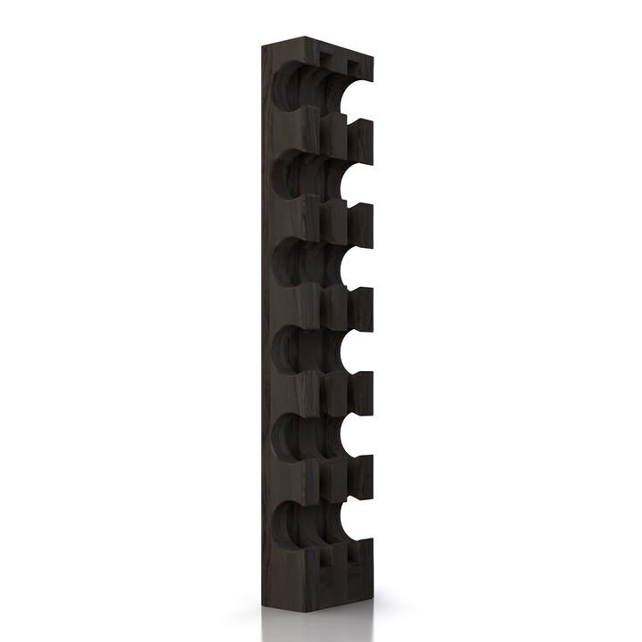 Solid Hardwood Wine Rack for 6 Bottles - Black Wall-Mounted Handmade Wine Bottle Holder