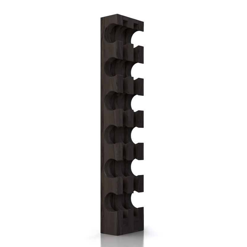 Solid Hardwood Wine Rack for 6 Bottles - Black Wall-Mounted Handmade Wine Bottle Holder