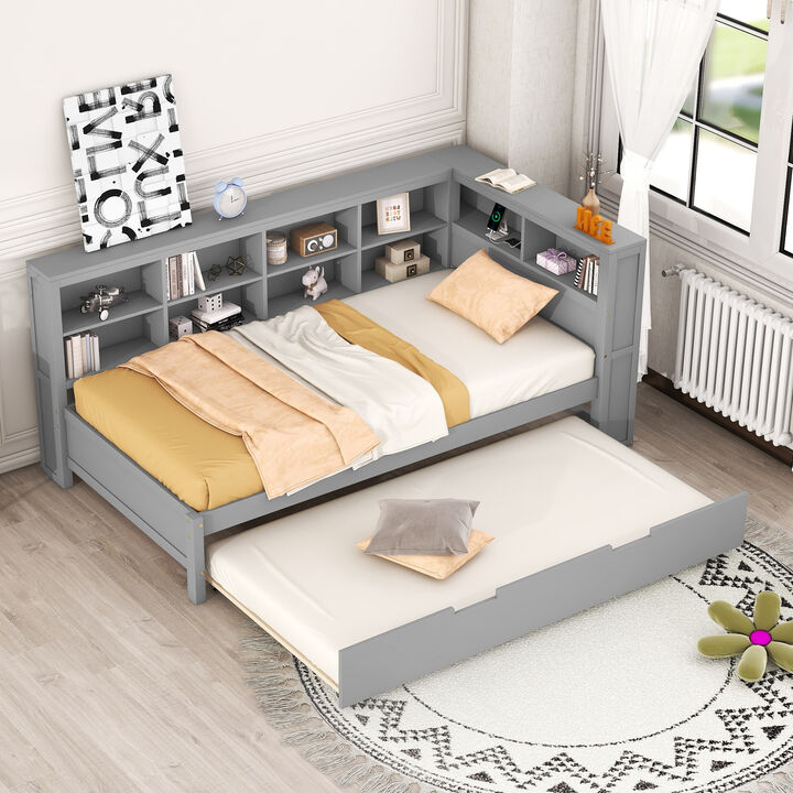 Merax Modern DayBed Bed Frame with Trundle