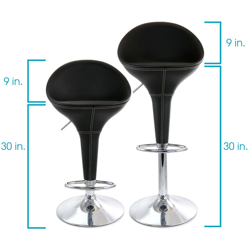 Elama 2 Piece Adjustable Plastic Bar Stool in Black with Chrome Base
