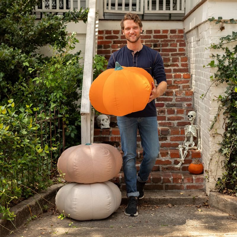 Jaxx Pumpkin Pouf - Luxurious Ottoman for Fall & Halloween Décor - Indoor/Outdoor Sunbrella Breeze