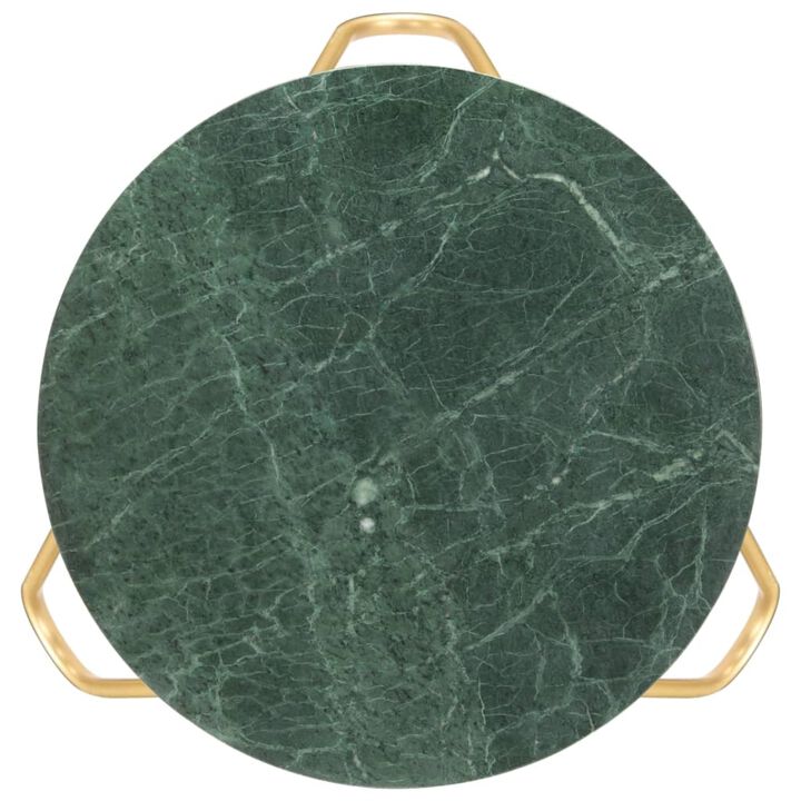 vidaXL Coffee Table Green 25.6"x25.6"x16.5" Real Stone with Marble Texture