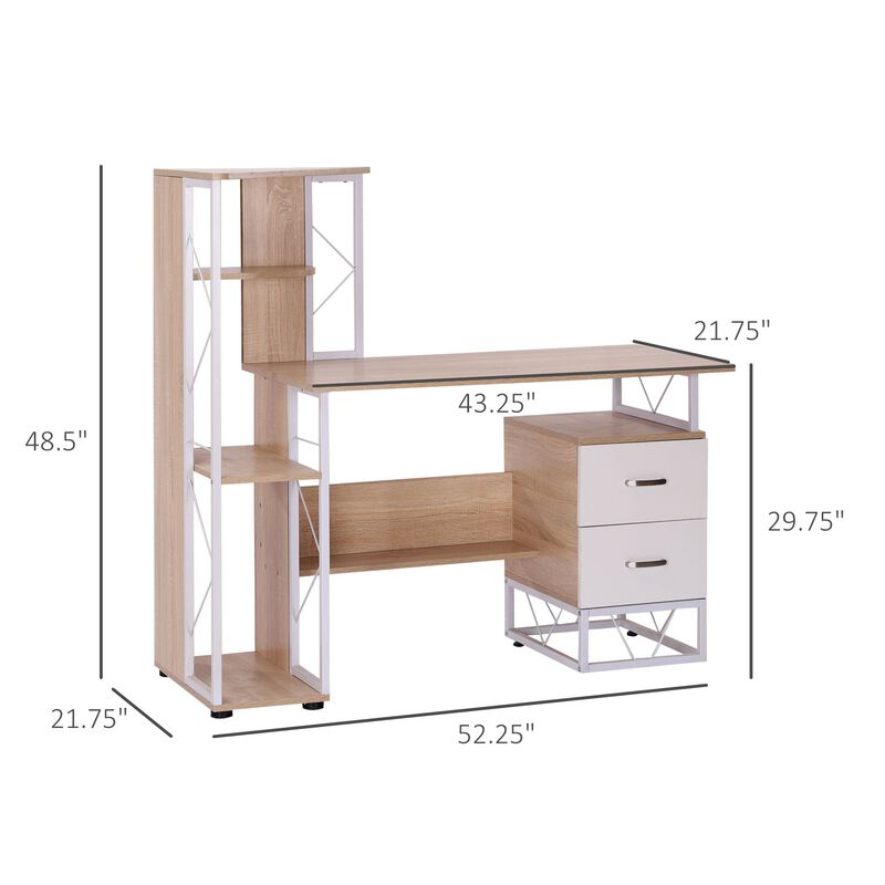 Multitasking Desk: 52" White Computer Workstation with Storage Tower