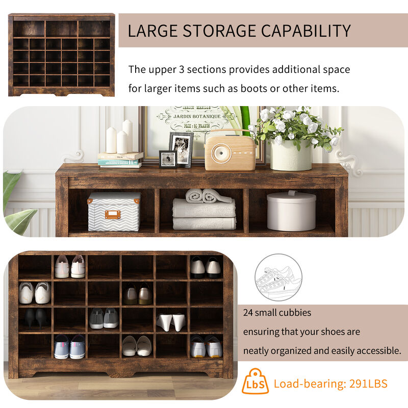 Merax Sleek Design Cubby Console Shoe Cabinet