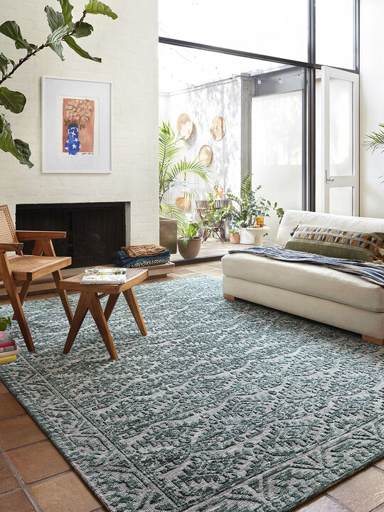 Yeshaia YES08 Teal/Dove 18" x 18" Sample Rug