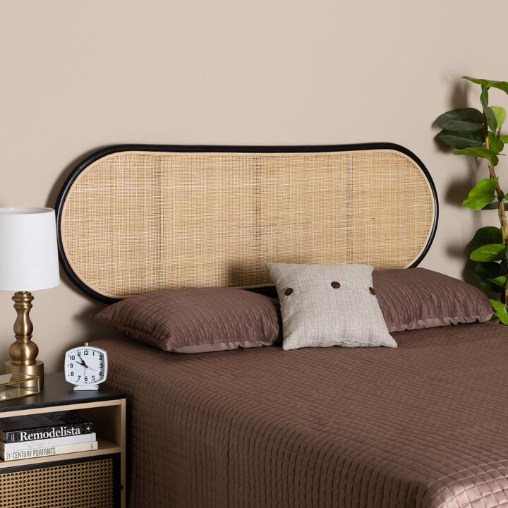 Bali & Pari Reegan Modern Bohemian Natural Rattan Queen Size Standalone Headboard