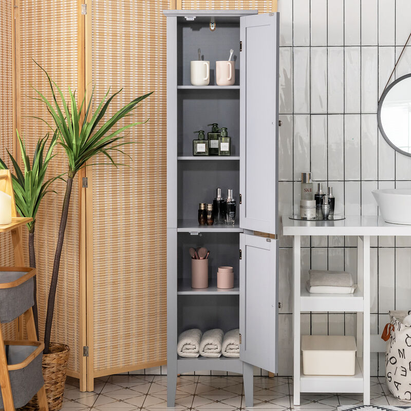 Costway Freestanding Bathroom Storage Cabinet Linen Tower Kitchen Living Room Brown