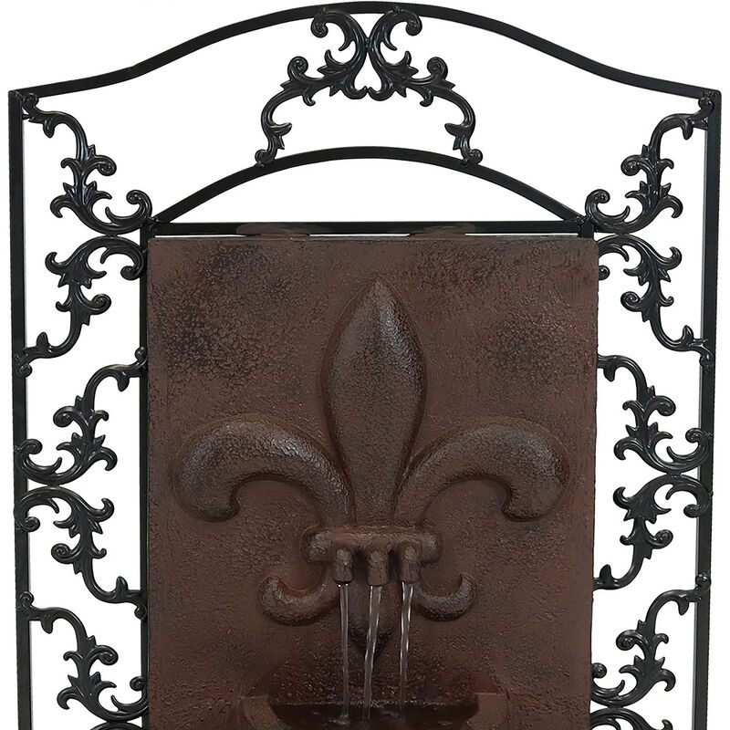 Sunnydaze French Lily Polystone Outdoor Wall Fountain