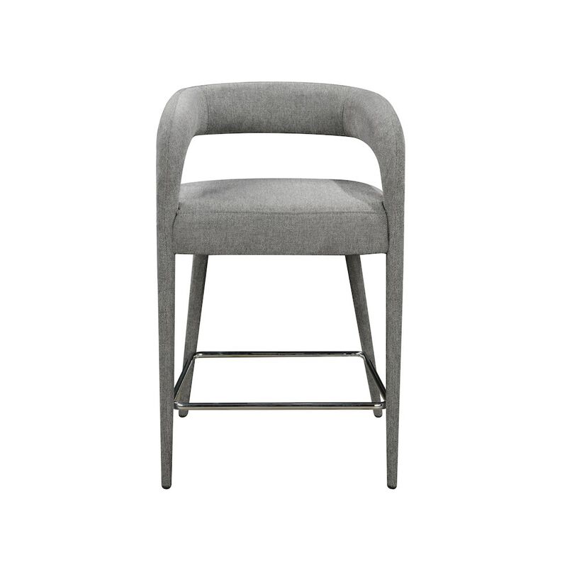 Galway Counter Chair in Dark Gray Linen Fabric on Metal Frame