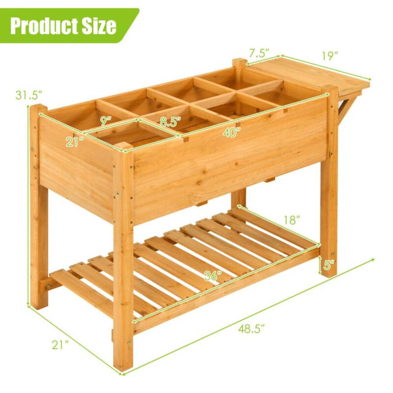 Hivvago Elevated Planter Box Kit with 8 Grids and Folding Tabletop