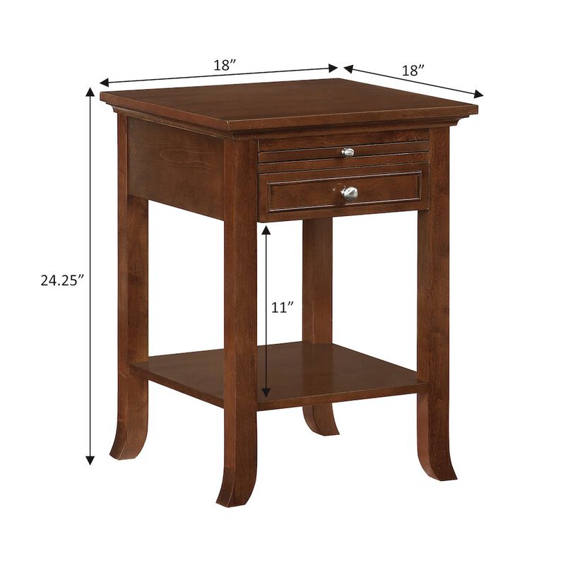 Convenience Concepts 1 Drawer End Table with Charging Station and Pull-Out Shelf
