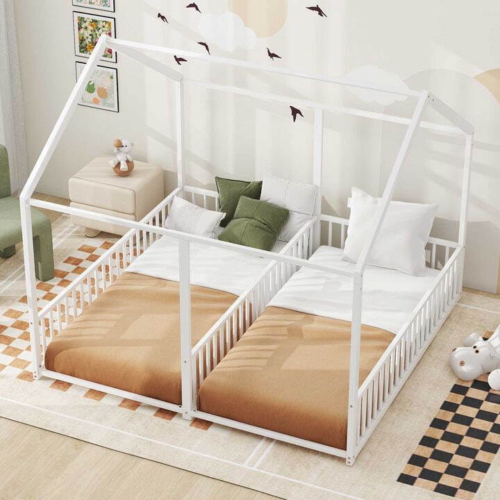 Merax Metal House Platform Beds 2 Shared Beds