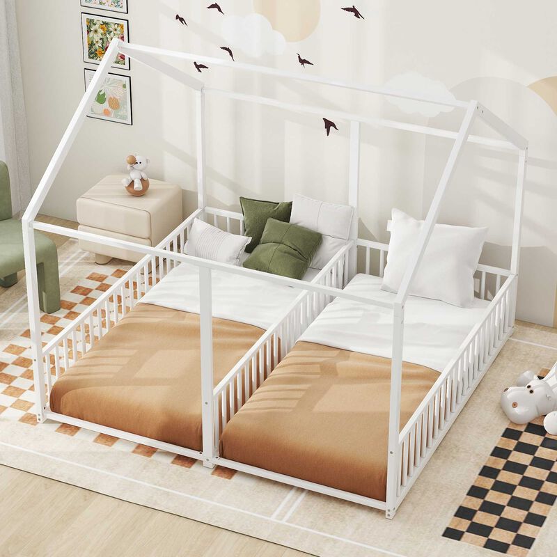 Merax Metal House Platform Beds 2 Shared Beds