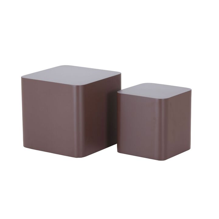 2pcs MDF Nesting Table Set Square Coffee Side  End Table Modern Design Space-saving Stylish Home Decor