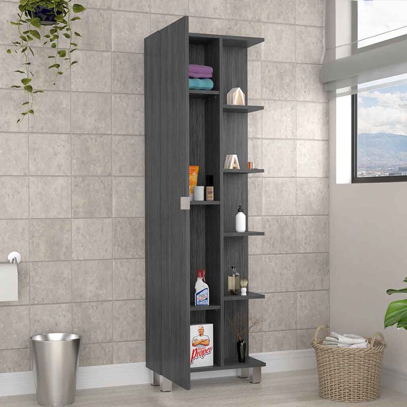 Corner Cabinet Womppi, Bathroom, Smoky Oak