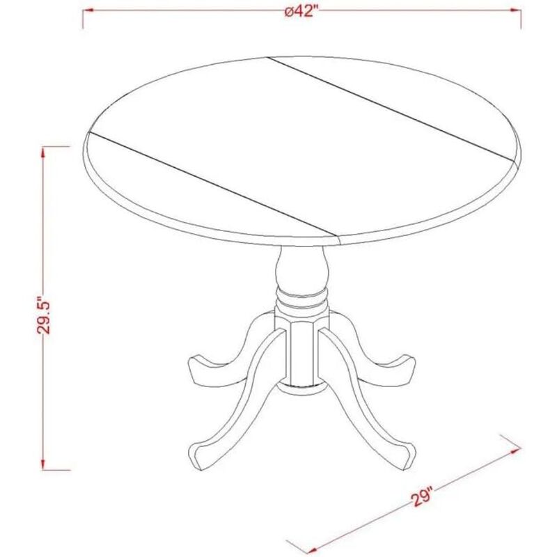 5 Piece Dining Table Set Contains a Round Kitchen Table with Dropleaf