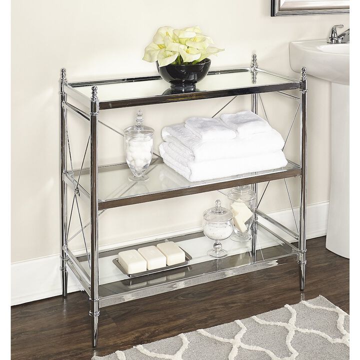 Linon Pinnacle Chrome And Glass Floor Console