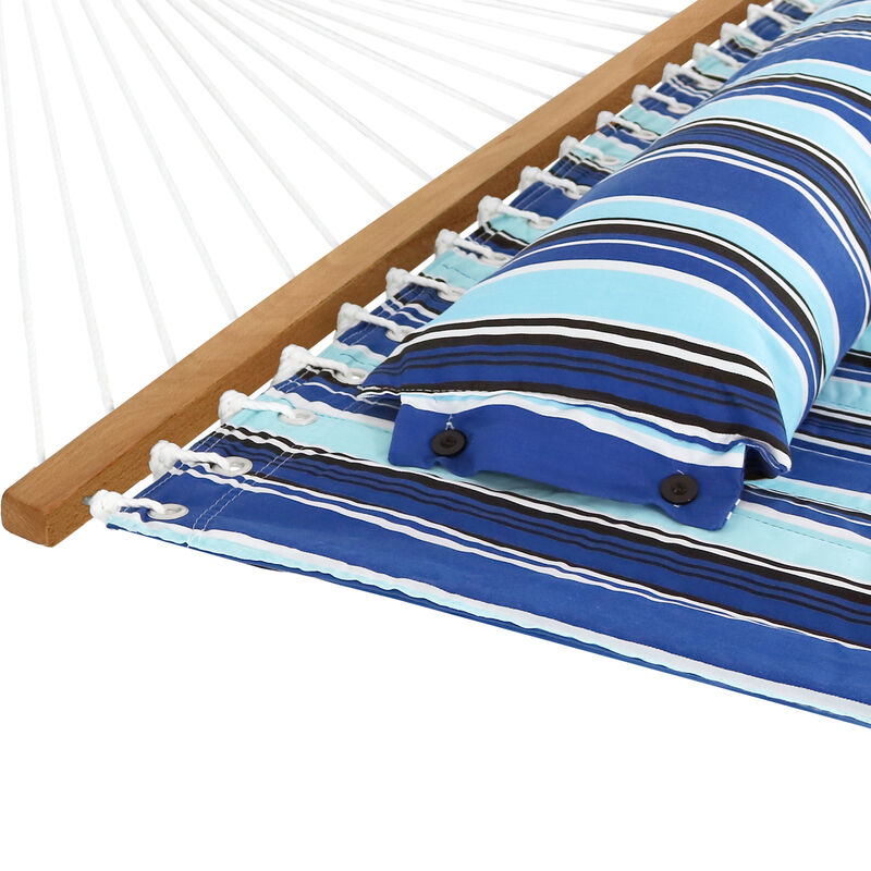 Sunnydaze 2-Person Quilted Hammock with Universal Steel Blue Stand - Beach