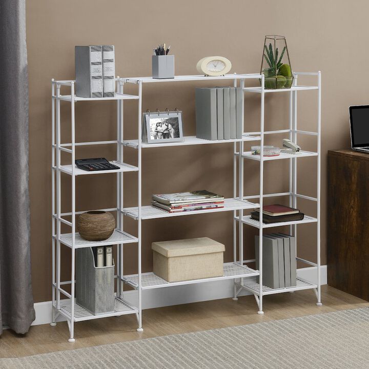 Convenience Concepts Xtra Storage 4 Tier Folding Metal Shelves with Set of 4 Extension Shelves