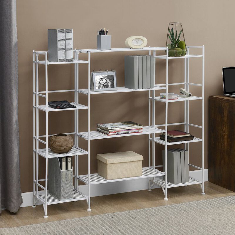 Convenience Concepts Xtra Storage 4 Tier Folding Metal Shelves with Set of 4 Extension Shelves